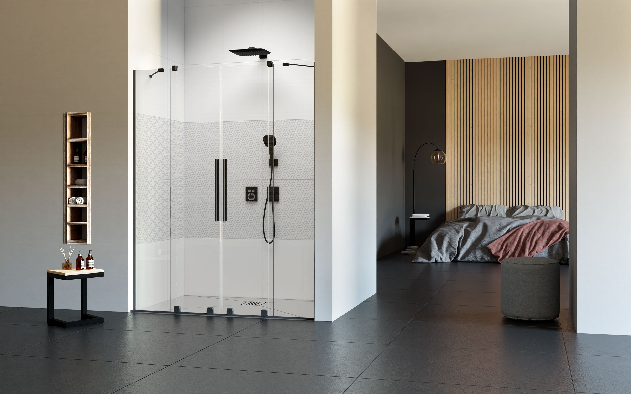 wizualizacja 3D łazienki z prysznicem