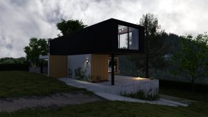 Wizualizacje 3D - Dom kontenerowy w otoczeniu